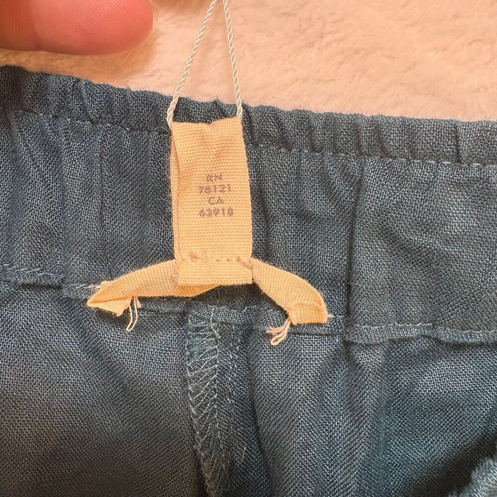 Eileen Fisher Organic Linen Pants Womens 3X Teal NWOT Pull On Cropped Wide Leg - Picture 6 of 9